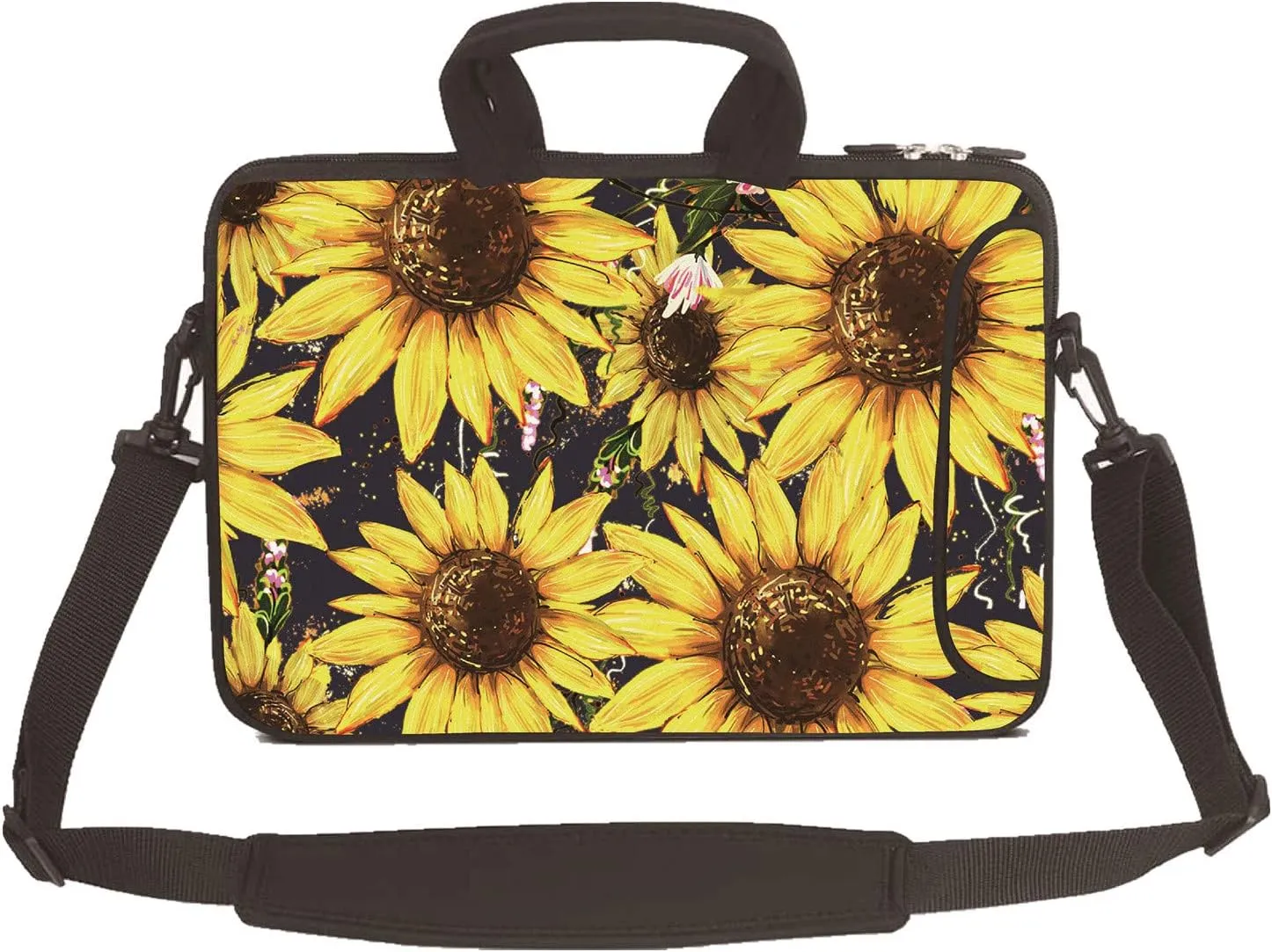 11 11.6 12 12.5 13 inches Case Laptop Notebook PC Messenger Bag Tablet Travel Case Neoprene Handle Sleeve with Shoulder(Sunflower)