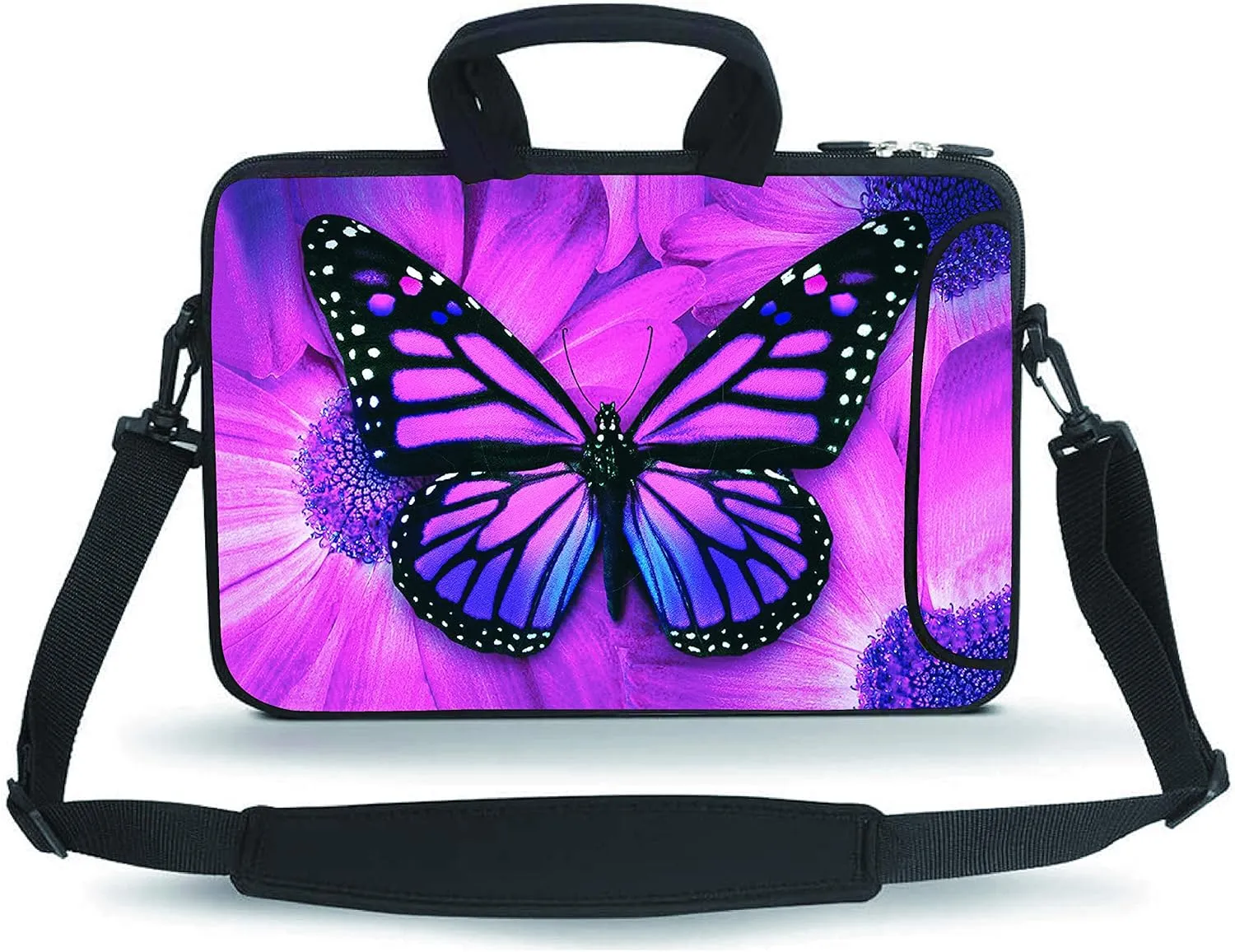 11 11.6 12 12.5 13 inches Case Laptop/Chromebook/Ultrabook/Notebook PC Messenger Bag Tablet Travel Case Neoprene Handle Sleeve with Shoulder Strap(Big Butterfly)