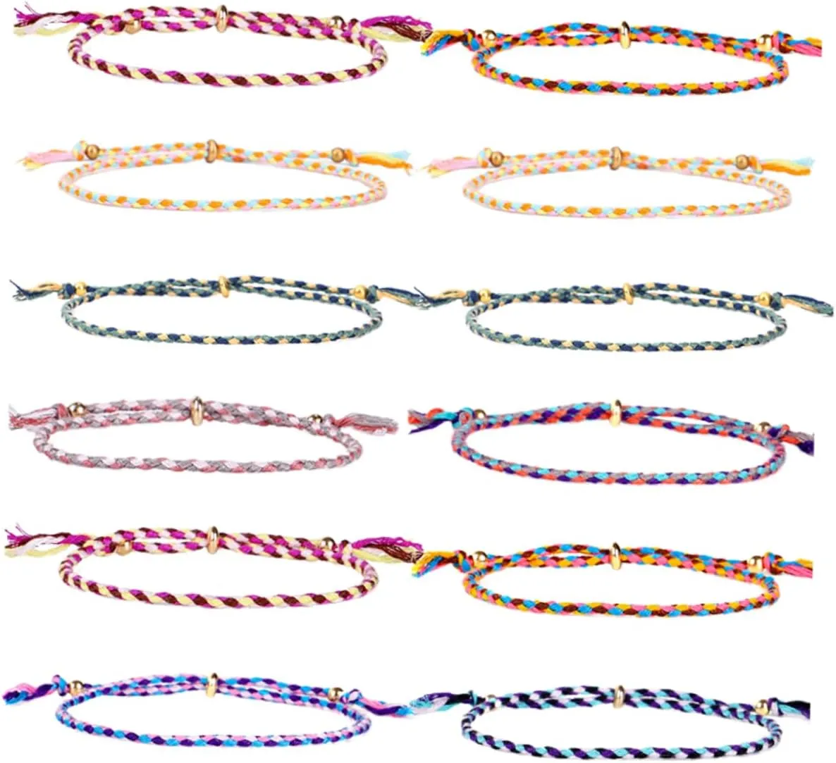 12 Pcs Adjustable Hand Woven Rope Bracelet Style Wrist Chains for Daily Wear Unique Fashion Accessories present for Birthdays and Special Occasions