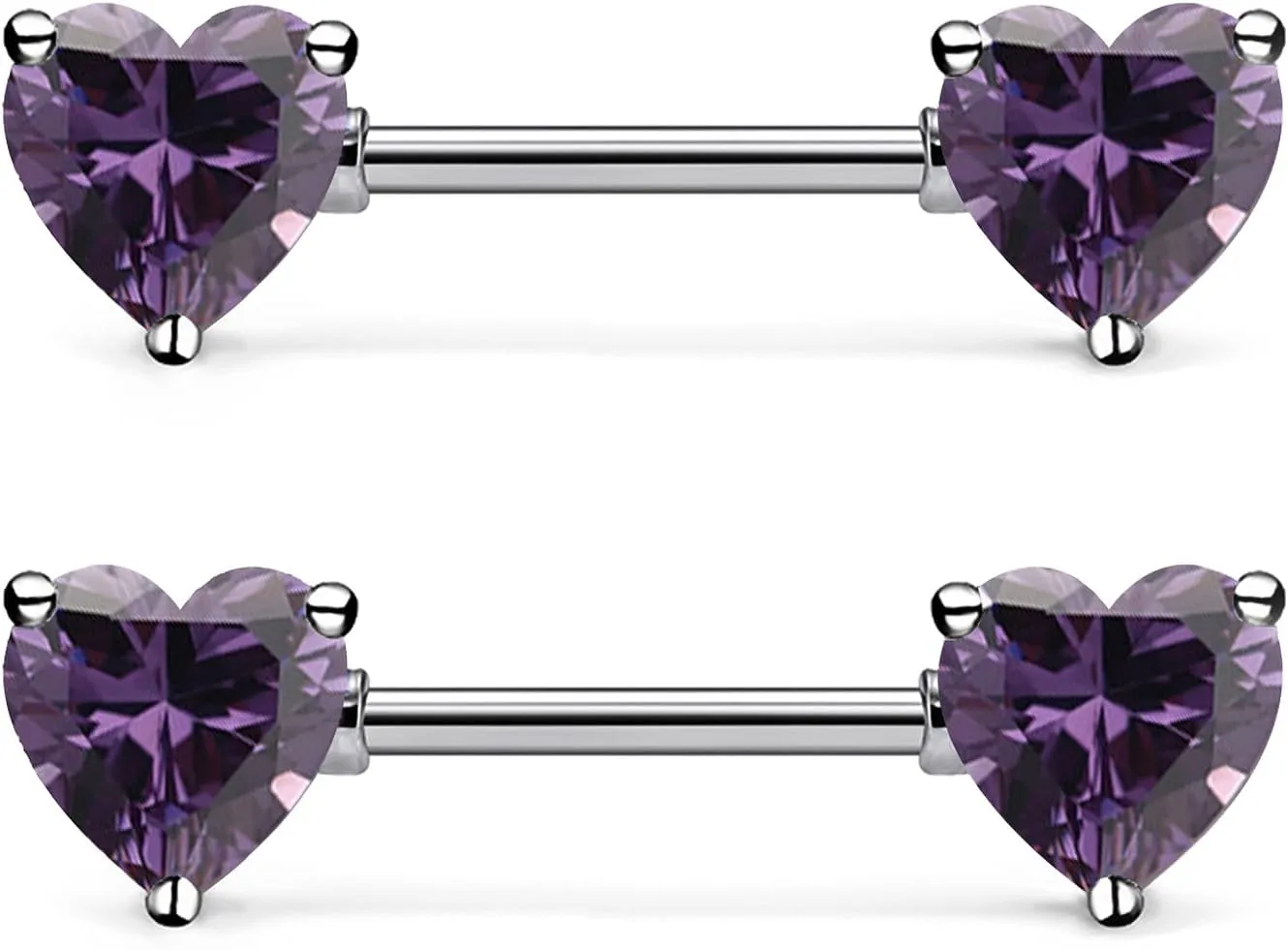 14G ASTM F136 Titanium Nipple Piercing Jewelry Heart CZ Nipple Barbell Jewelry Internally Threaded G23 Solid Titanium Nipple Piercing Barbell Ring Jewelry for Women Men 14 Gauge