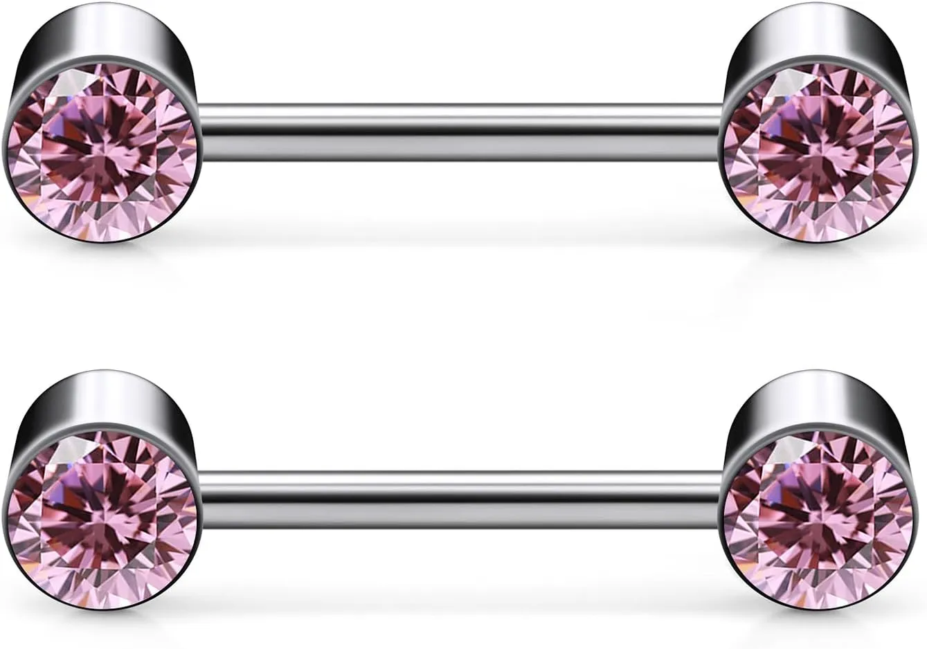 14G ASTM F136 Titanium Nipple Piercing Jewelry Round CZ Nipple Barbell Jewelry Internally Threaded G23 Solid Titanium Nipple Piercing Barbell Ring Jewelry for Women Men 14 Gauge