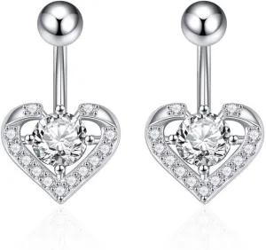 14G Belly Button Ring, 2Pcs Stainless-Steel Heart Body Piercing Jewelry, Piercing Body Jewelry for Women