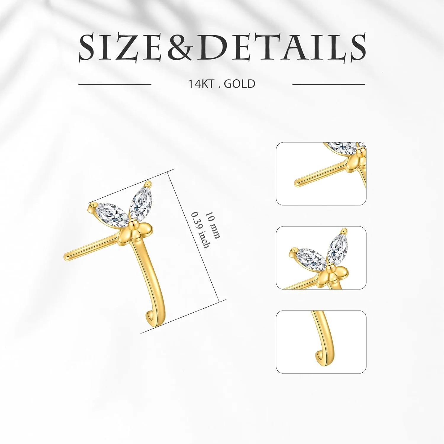 14K Gold Nose Hoop Stud 20G Butterfly/Daisy Nose Ring Stud 14K Real Gold Daisy/Butterfly Piercing Jewelry Gifts for Women