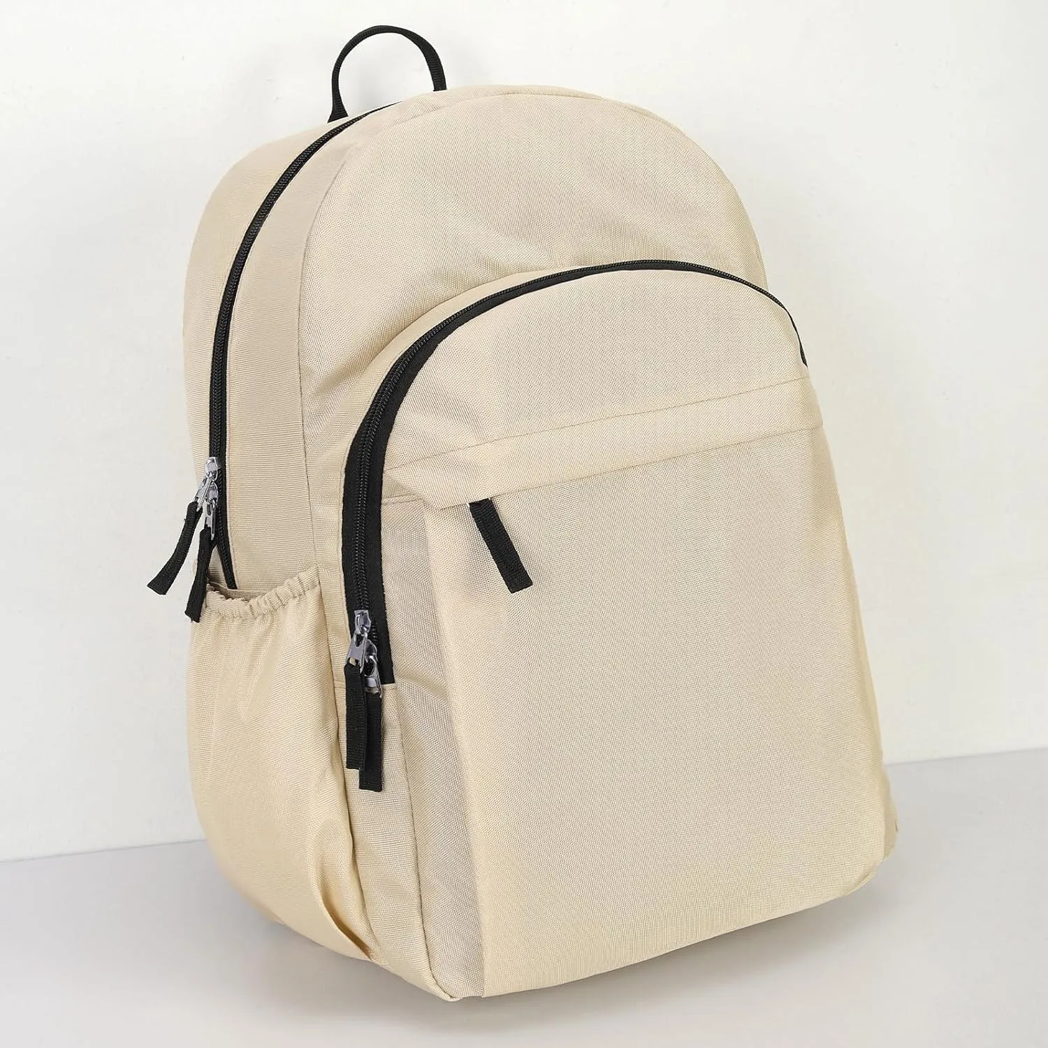 15.6 inch Basic Backpack for Men, Travel Backpack Carry on, Water Resistant School Backpacks for Teens, College Back Pack Bookbag for Boys Girls, Work Backpacks for Women(Beige)