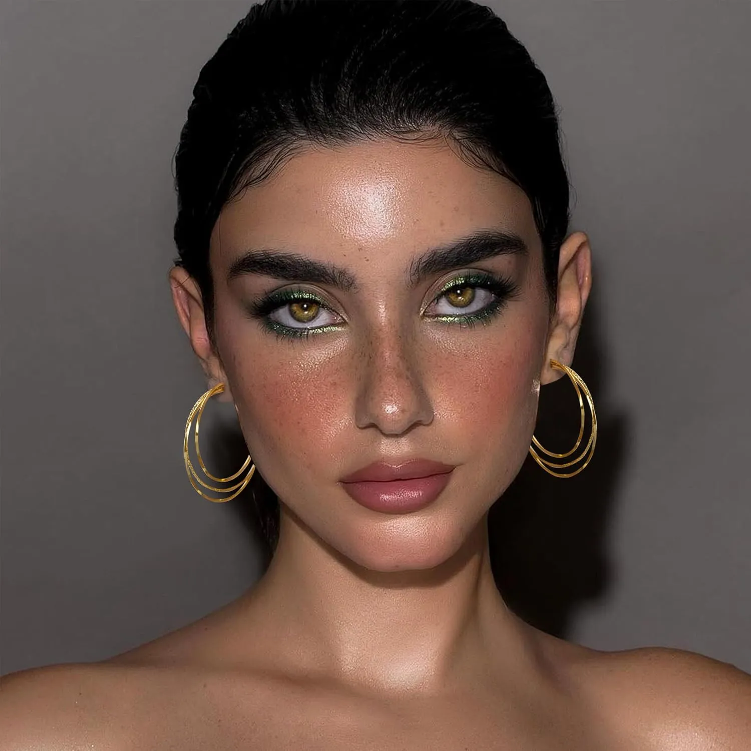 18K Gold Plated Hoop Earrings, Big Hoop Earrings for Women Large Gold/Silver Hoop Earrings Sparkly Hoops Earrings Hypoallergenic Lightweight Hoop Earrings Wedding Party Jewelry for Women