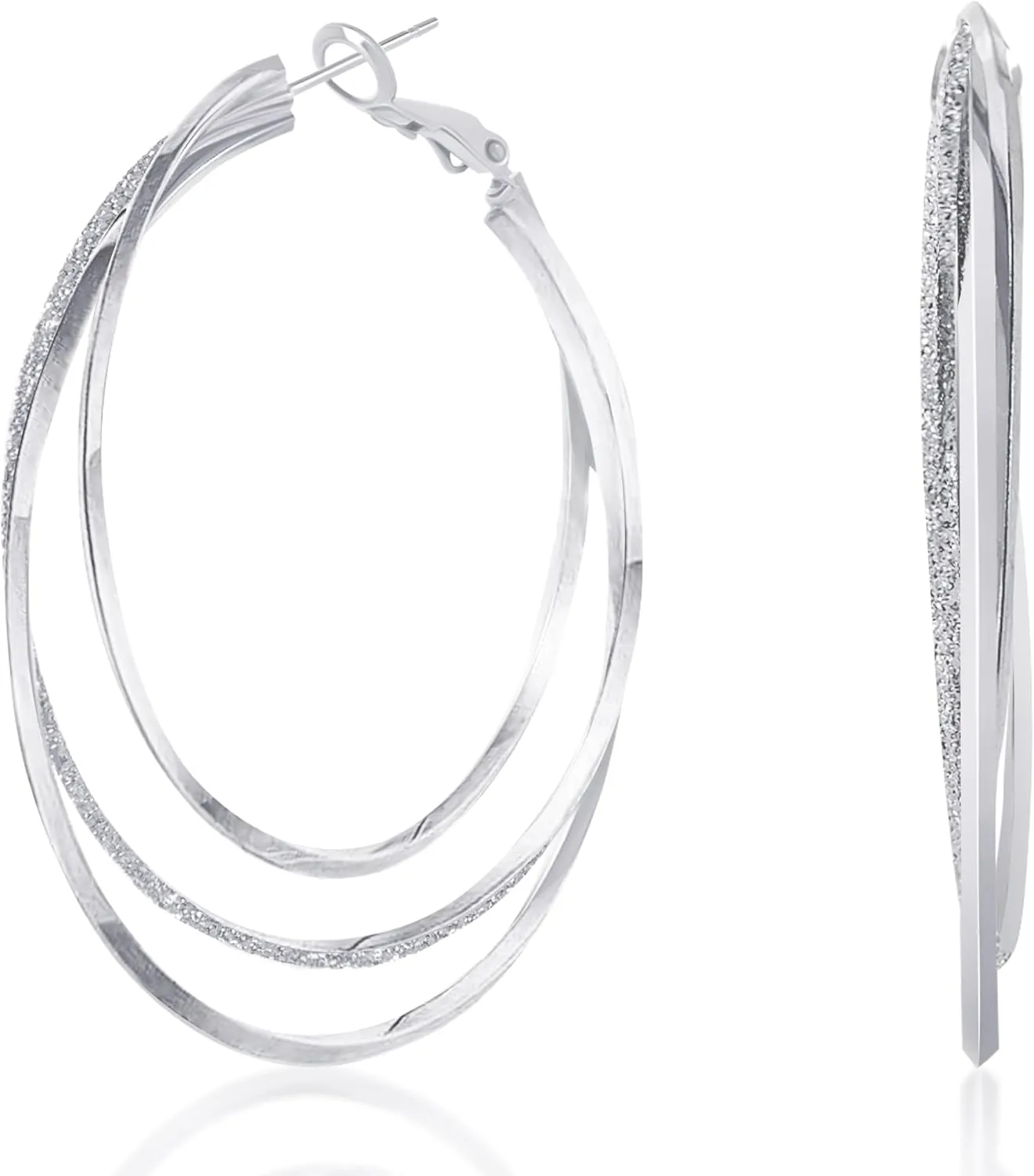 18K Gold Plated Hoop Earrings, Big Hoop Earrings for Women Large Gold/Silver Hoop Earrings Sparkly Hoops Earrings Hypoallergenic Lightweight Hoop Earrings Wedding Party Jewelry for Women