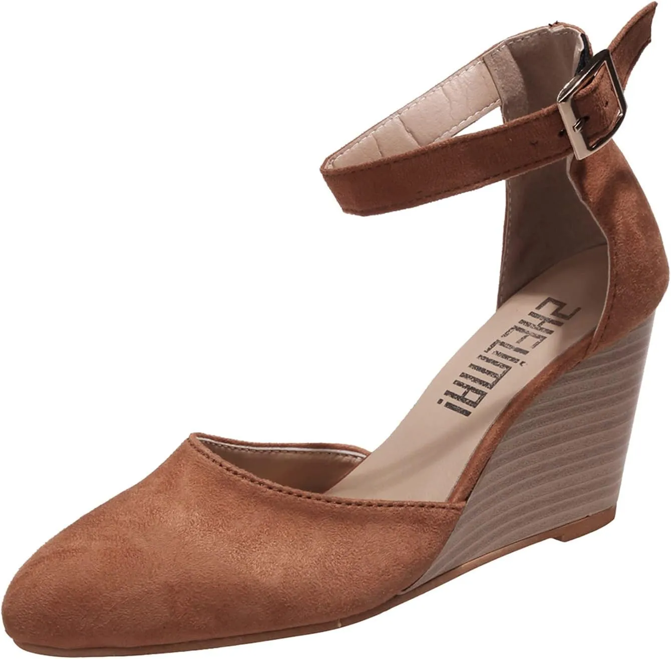 2025 Women Comfortable Wedge Heel Sandals Summer Sexy Ladies Dress Business Slip-On Shoes with Ankle Strap Breathable Height Increase Casual Shoe Fashion Dance Party Wedding Loafers