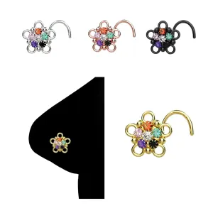 20G Multi Stone Nose Rings Nose Jewelry Gold Nose Ring Piercing Flower Nose Stud Indian Nose Jewelry