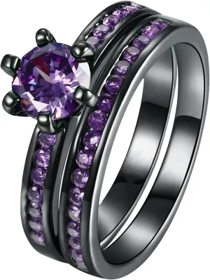2Pcs Stackable Ring Exquisite Vintage Rings Set Engagement Zirconia Fashion Jewelry for Women Fashion Jewelry Set
