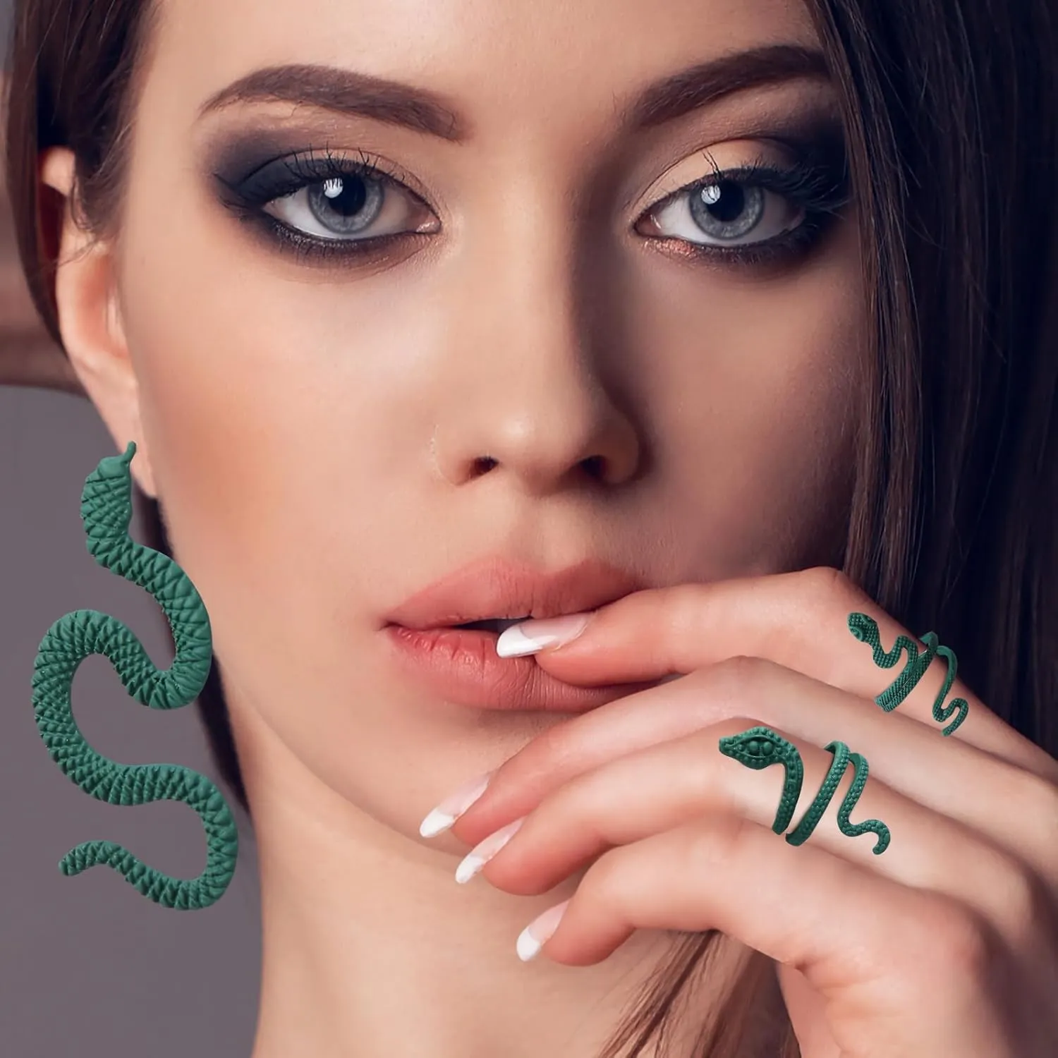 8 Pcs Snake Jewelry for Women, Egypt Style Snake Jewelry Necklace Earrings Armband Bracelet Rings for Halloween