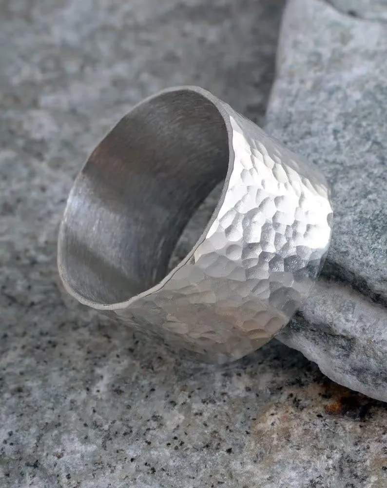 925 Sterling Silver, Hammered Band Ring, Gift For Him, Promise Ring, Womens Ring, Mens Ring