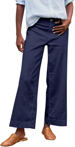 ADHOWBEW Capri Pants for Women Dressy Casual Wide Leg Trendy Summer High Waist Flowy Drawstring Lounge Slacks with Pockets