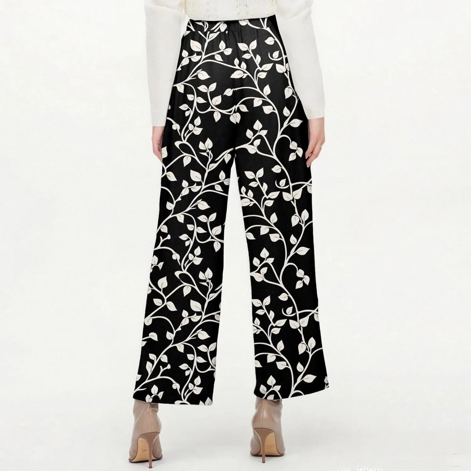 ADHOWBEW Palazzo Pants for Women Dressy Summer Dressy High Waist Relaxed Fit Bohemian Style Elastic Waist 2025 Bottoms