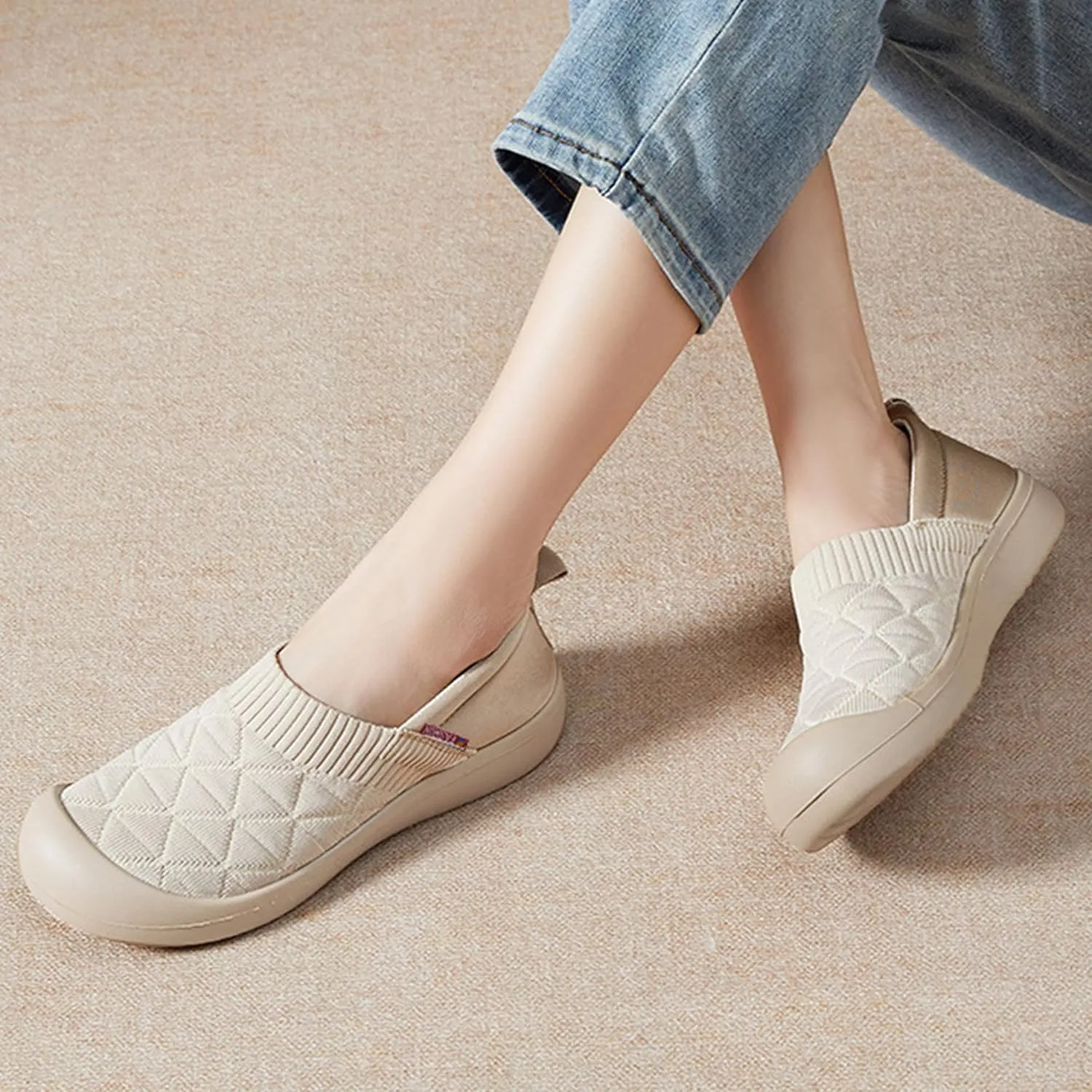 AIDNFDFA Womens Shoes Casual Slip Ons Fashion Sneakers Comfortable Flats Breathable Tennis Walking Footwear