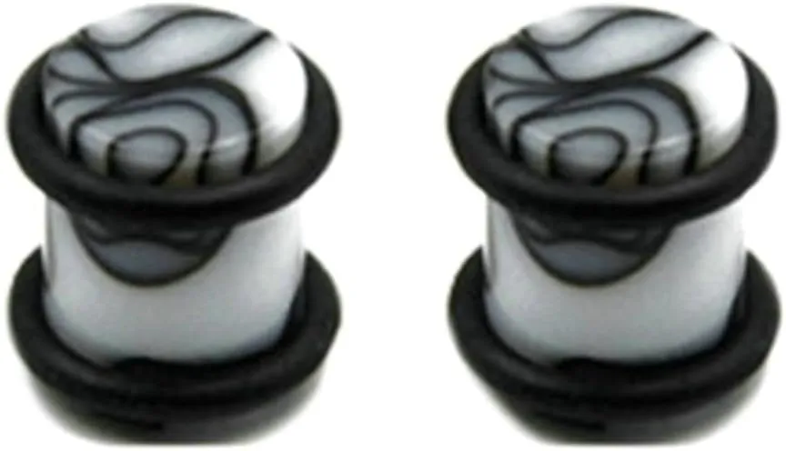 Aienid 2Pcs Acrylic Ear Tunnels, Mens Ear Gauge Jewelry Ear Gauges Jewelry Black and White Cylinder