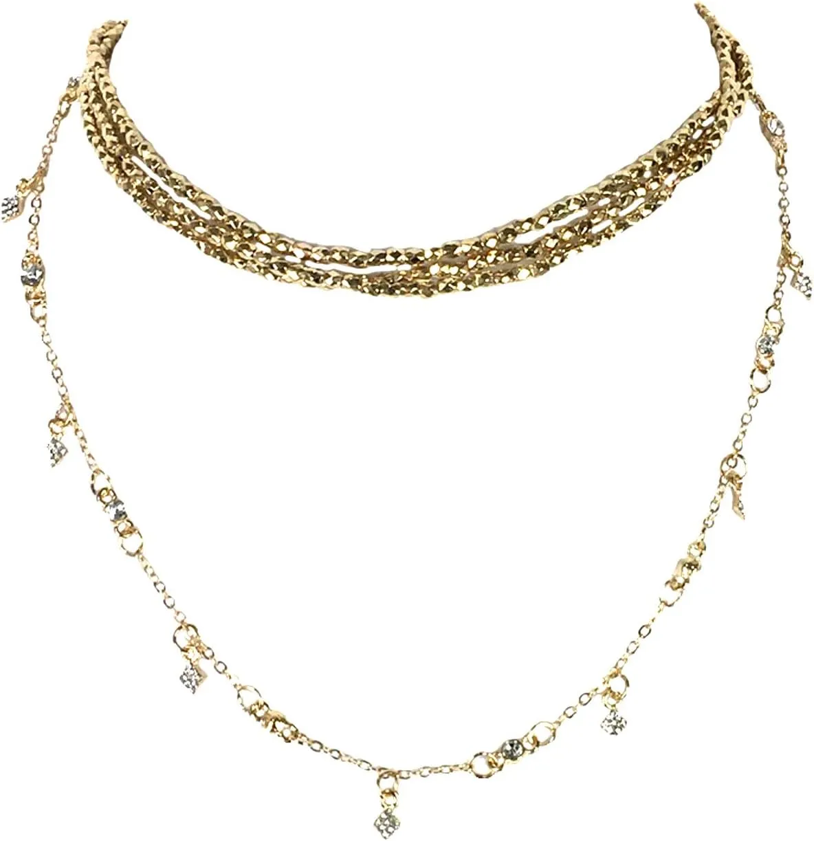 Alani Multi Layer Choker Necklace, Golden
