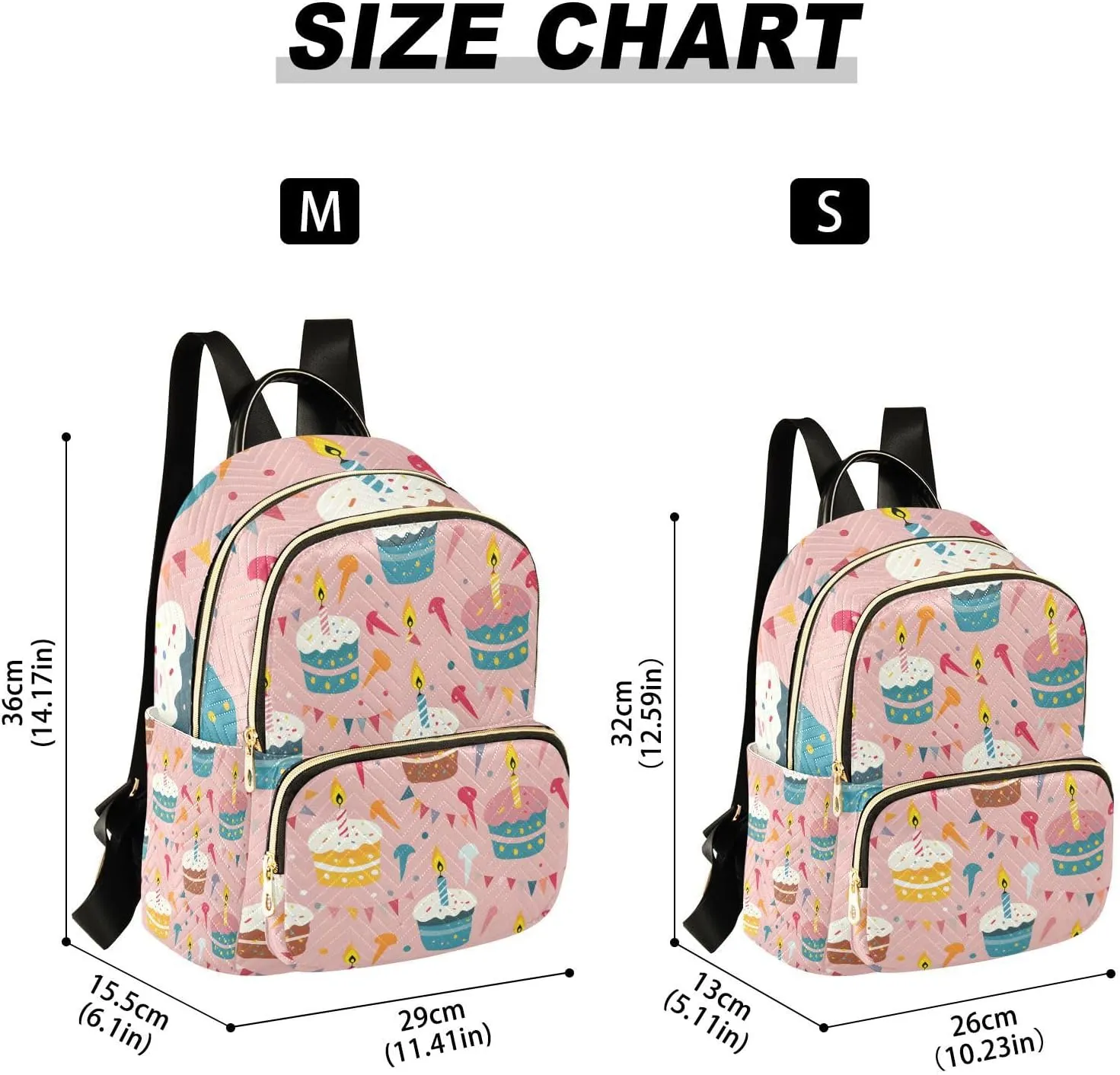ALAZA Women Mini Backpack Purse Bag Lightweight Casual Daily Travel Backpack Birthday Cupcakes Back Pack Fashion Multipurpose Shoulder Bag,M