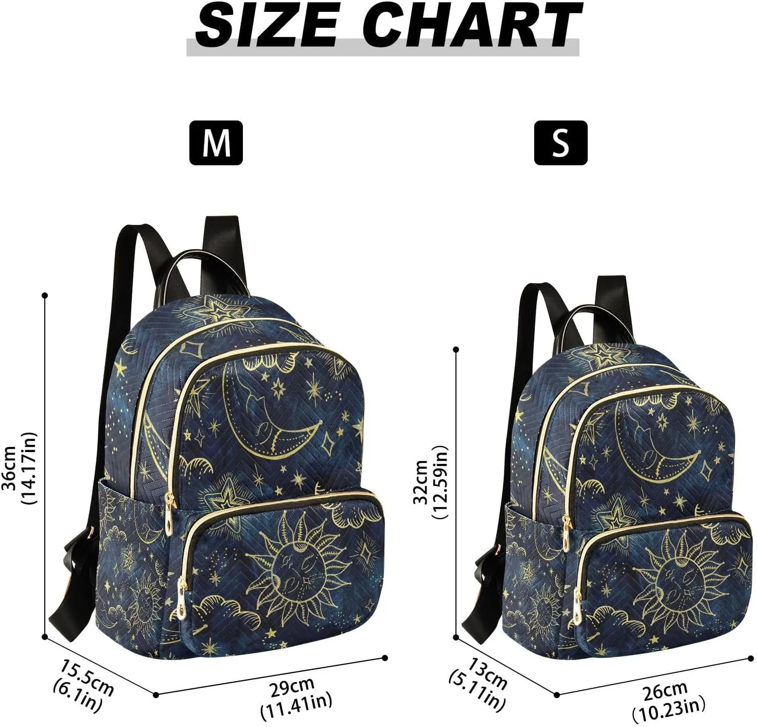 ALAZA Women Mini Backpack Purse Bag Lightweight Casual Daily Travel Backpack Sun Moon Boho Cosmos Astrology Back Pack Fashion Multipurpose Shoulder Bag,S