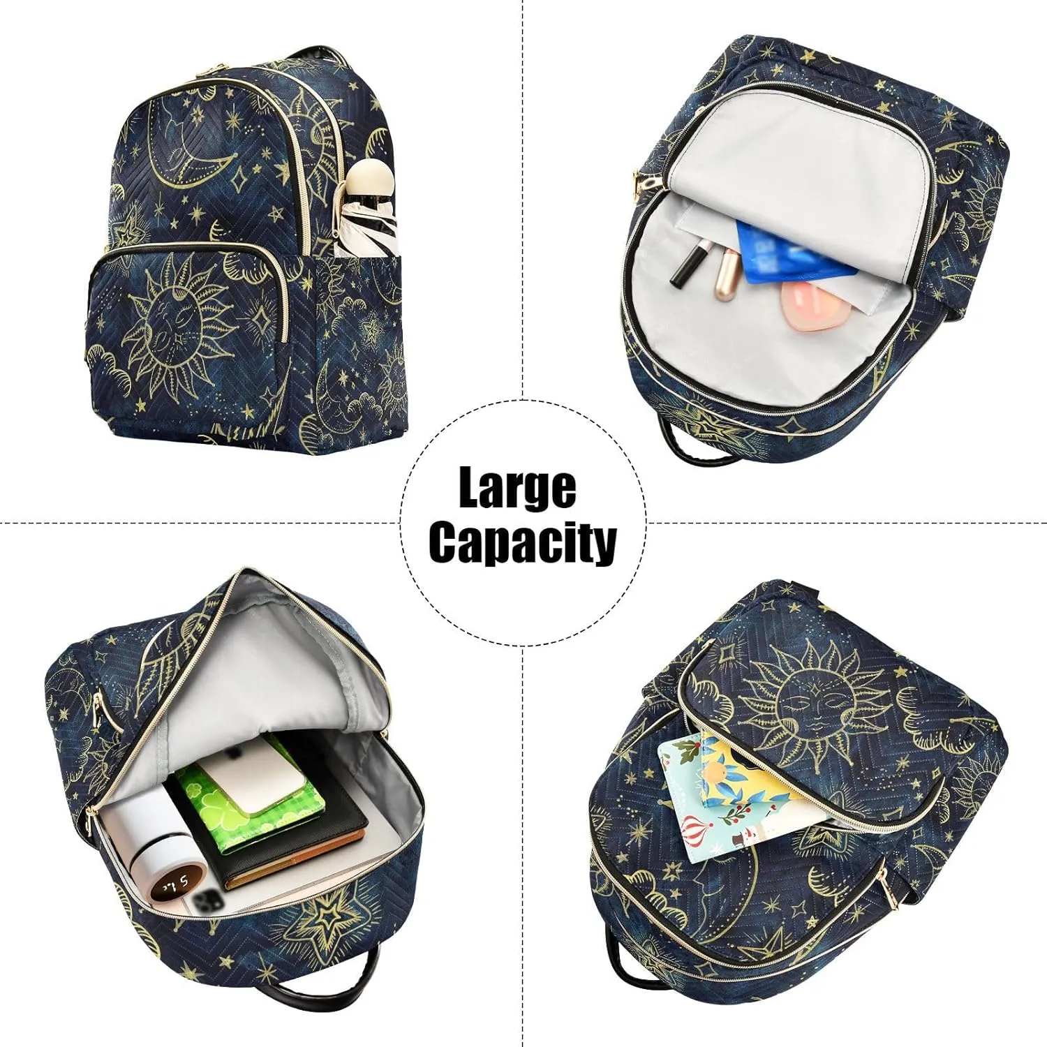 ALAZA Women Mini Backpack Purse Bag Lightweight Casual Daily Travel Backpack Sun Moon Boho Cosmos Astrology Back Pack Fashion Multipurpose Shoulder Bag,S