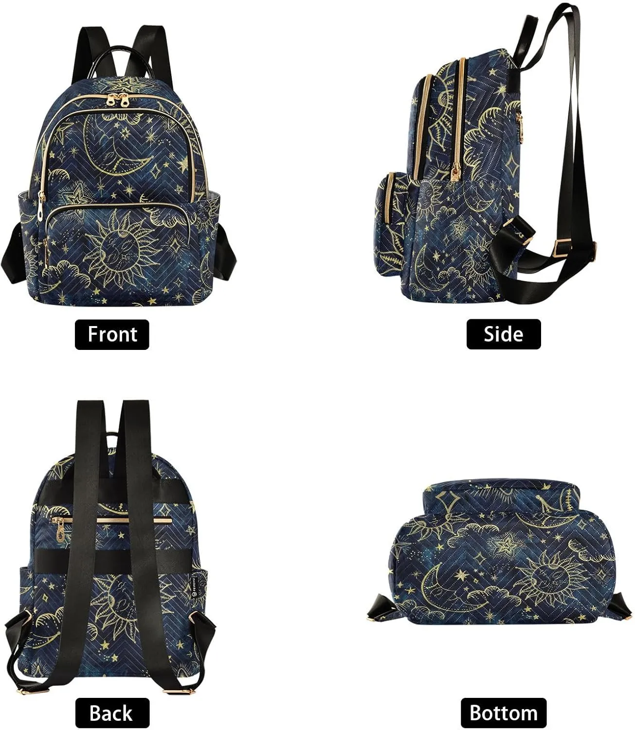 ALAZA Women Mini Backpack Purse Bag Lightweight Casual Daily Travel Backpack Sun Moon Boho Cosmos Astrology Back Pack Fashion Multipurpose Shoulder Bag,S