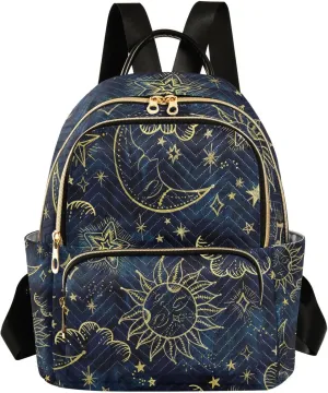 ALAZA Women Mini Backpack Purse Bag Lightweight Casual Daily Travel Backpack Sun Moon Boho Cosmos Astrology Back Pack Fashion Multipurpose Shoulder Bag,S