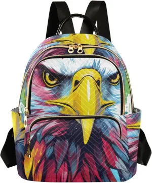 ALAZA Women Mini Backpack Purse Bag Lightweight Casual Daily Travel Backpack Watercolor Eagle Back Pack Fashion Multipurpose Shoulder Bag,S