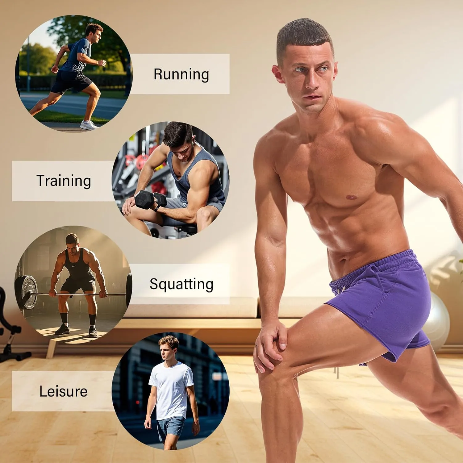 AMY COULEE Mens Workout Shorts 3 inch Cotton Gym Shorts Casual Terry Shorts with Pockets