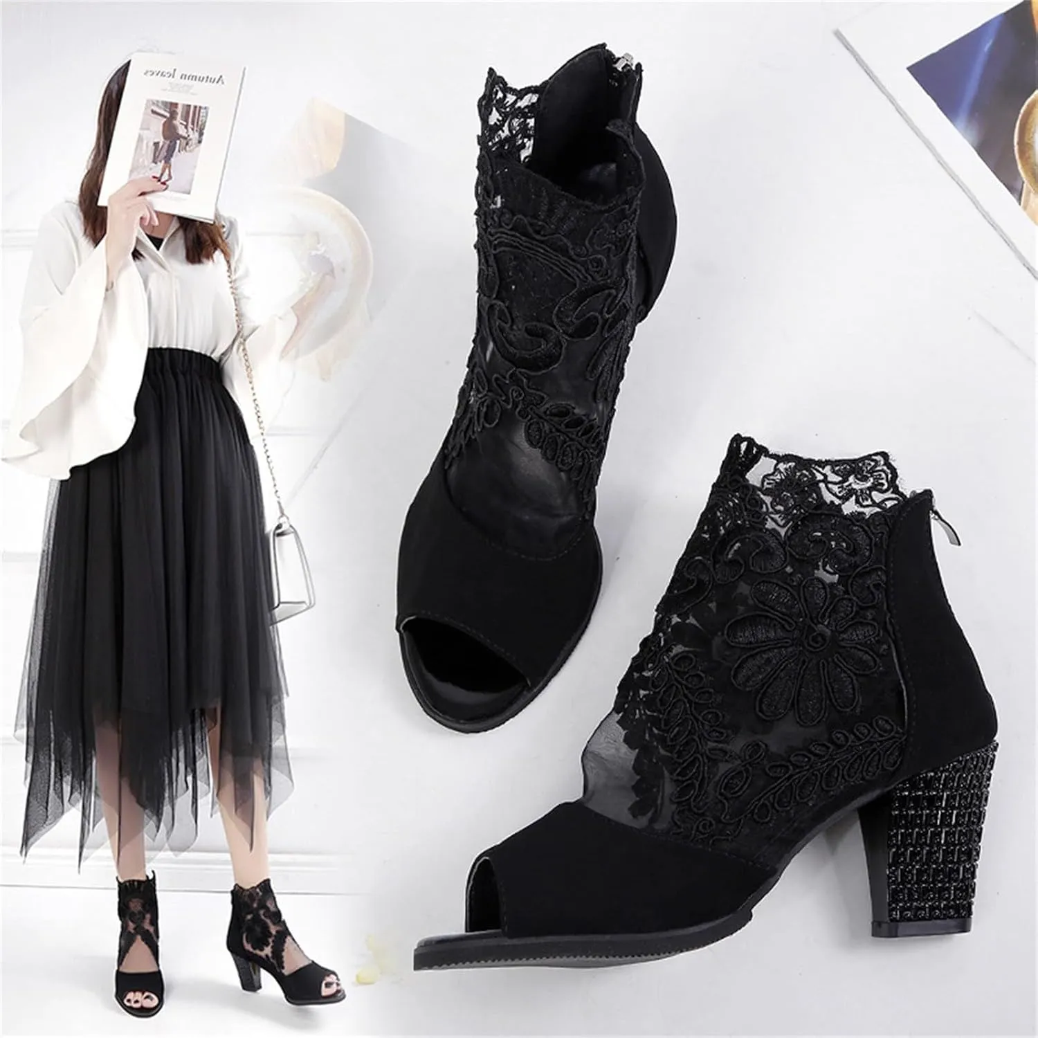 Ankle Boots Men Tan Boots Platform Boots Slip-Ins Womens Ankle Boots Black Womens Booties and Ankle Boots with Heel Women's Fashion Ankle Boots Chunky High Heel Booties