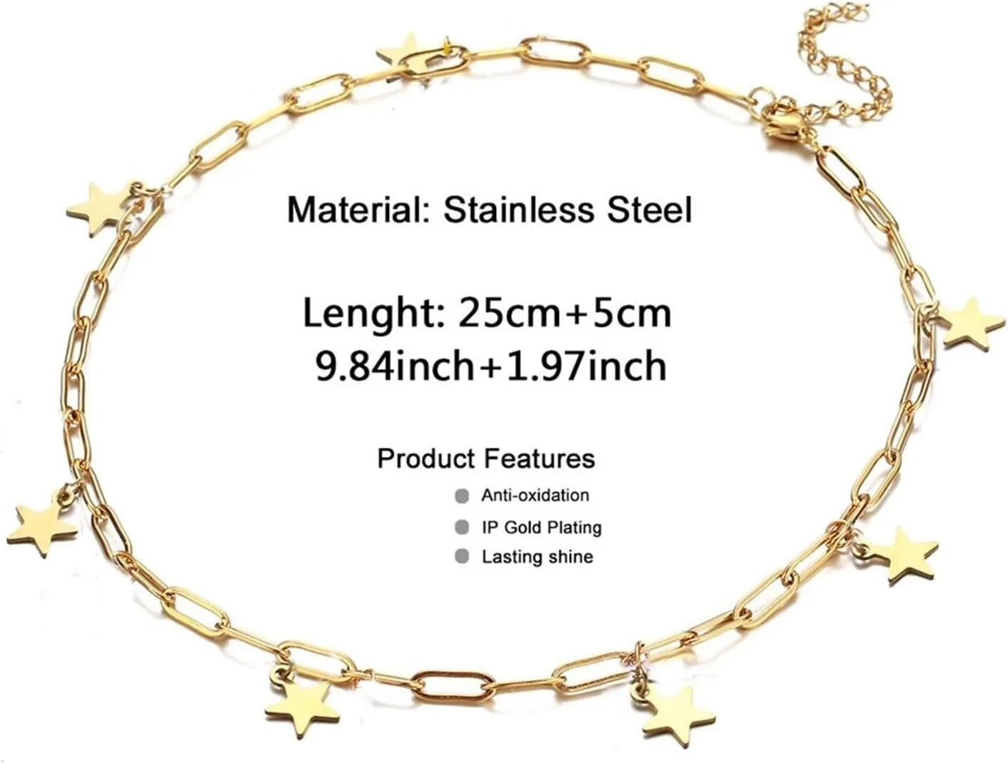 Anklet for Men, Womens Anklets Jewelry Chain with Star Stainless Steel Body Chain Jewelry for Women