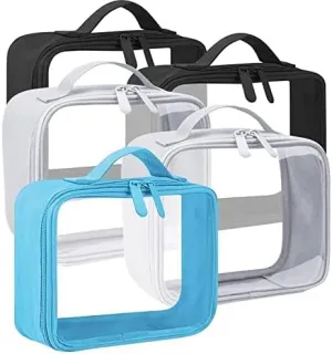 ANRUI Clear Toiletry Bag, 5 Pack TSA Approved Toiletry Bag with Handles, Quart Size Travel Makeup Bag for Women Men, Clear Travel Bags for Toiletries Carry on Airport Airline, Mix