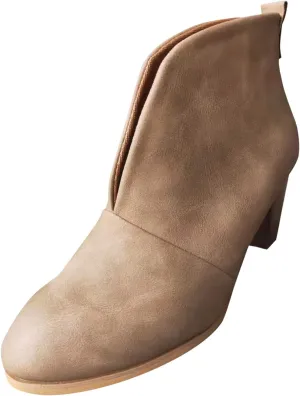 Arch Support Wedge Ankle Boots for Women V Cut Pull On Stacked Chunky Block Mid Heel Booties Comfy Walking Wide Width Orthopedic Short Boots for Women Winter Fall Party Dressy