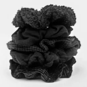 Assorted Textured Scrunchies | Black