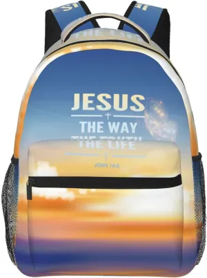ASYG Jesus Bible Backpack Jesus Laptop Backpack Christian Tablet Travel Picnic Cross Bag Laptop Bag