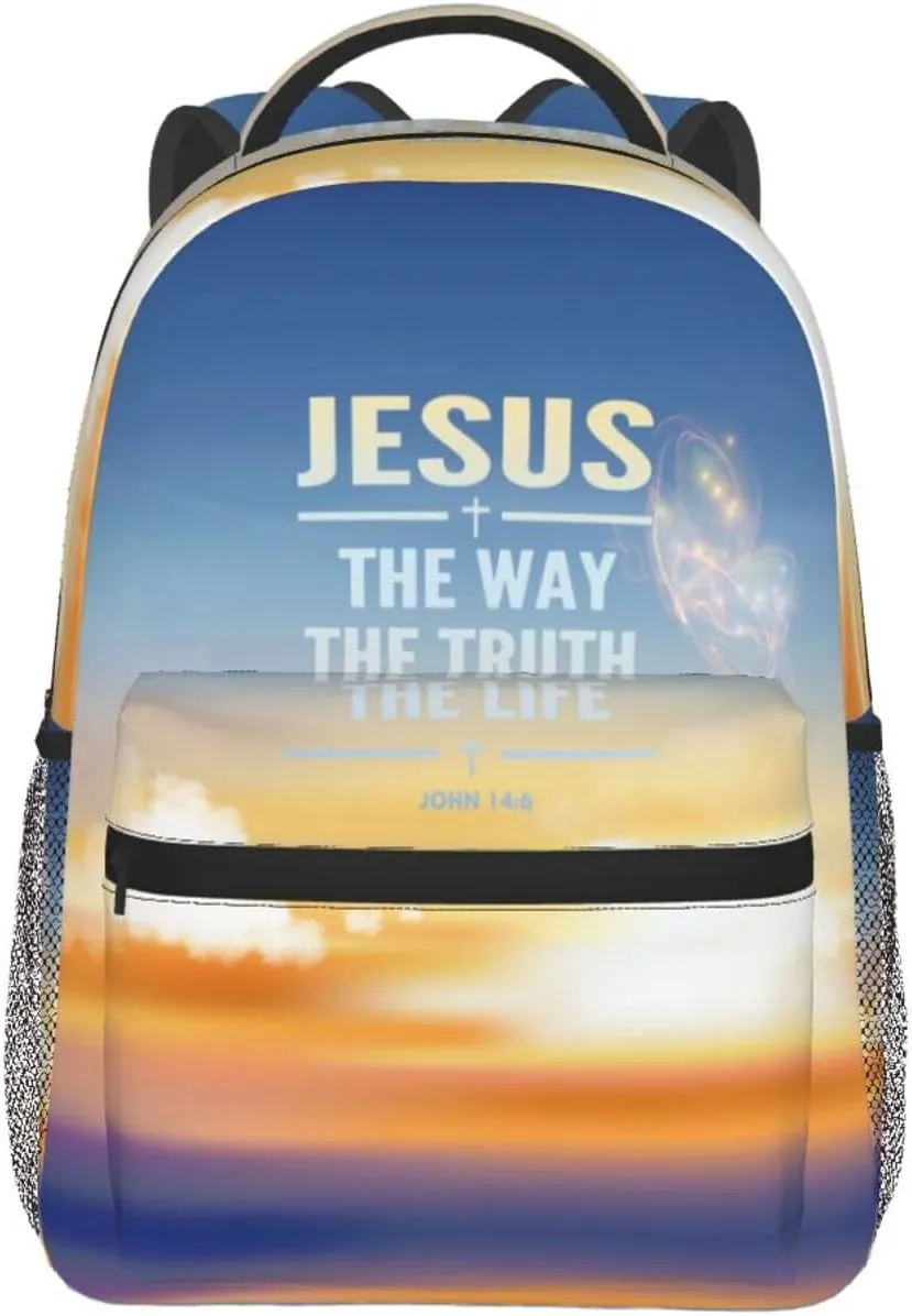 ASYG Jesus Bible Backpack Jesus Laptop Backpack Christian Tablet Travel Picnic Cross Bag Laptop Bag