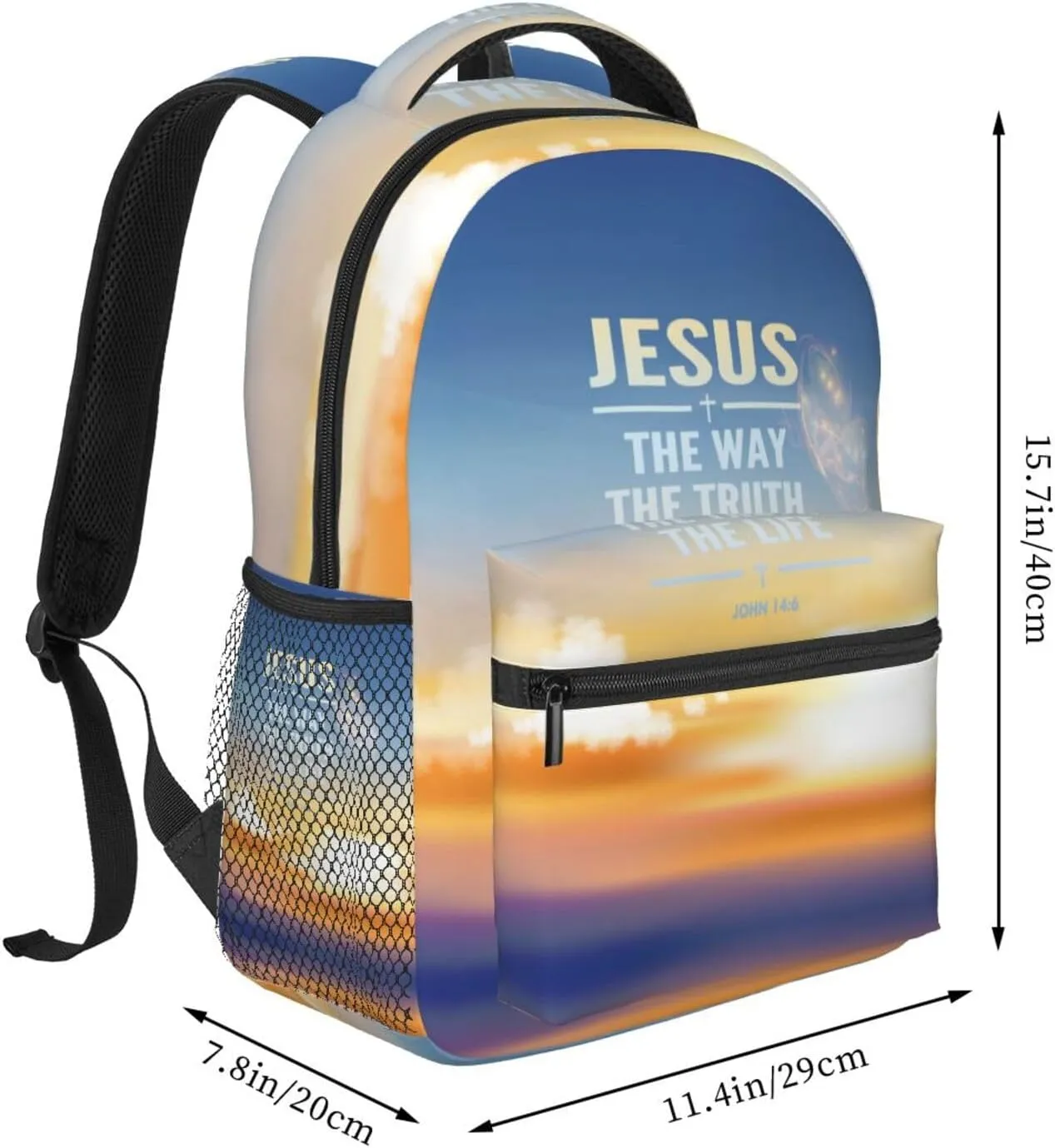 ASYG Jesus Bible Backpack Jesus Laptop Backpack Christian Tablet Travel Picnic Cross Bag Laptop Bag