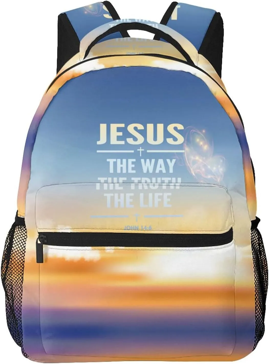 ASYG Jesus Bible Backpack Jesus Laptop Backpack Christian Tablet Travel Picnic Cross Bag Laptop Bag