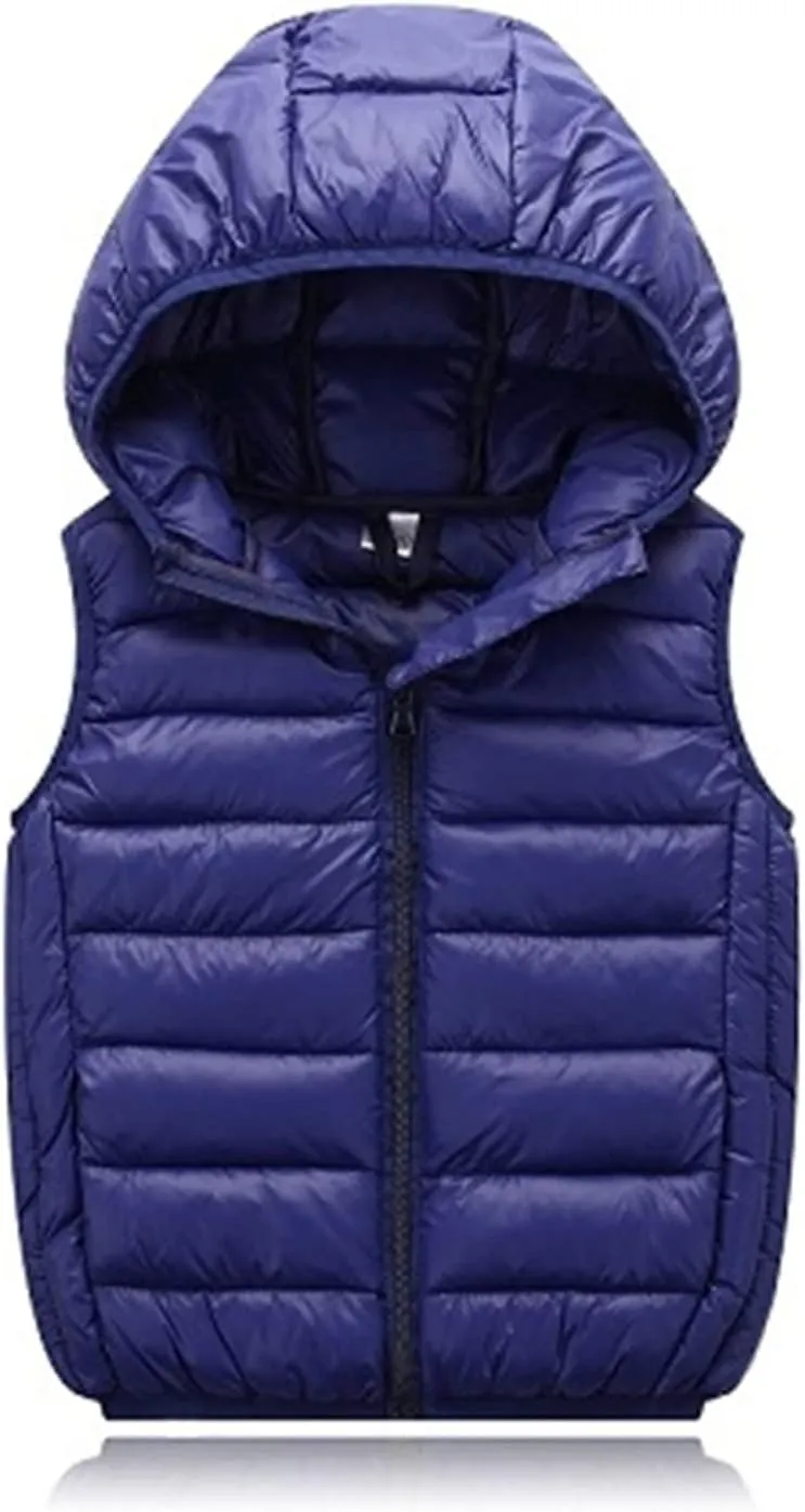 Baby Boys Girls Hooded Puffer Vest Winter Lightweight Sleeveless Bear Ears Zipper Up Jacket Warm Thicken