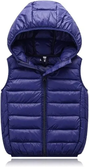 Baby Boys Girls Hooded Puffer Vest Winter Lightweight Sleeveless Bear Ears Zipper Up Jacket Warm Thicken