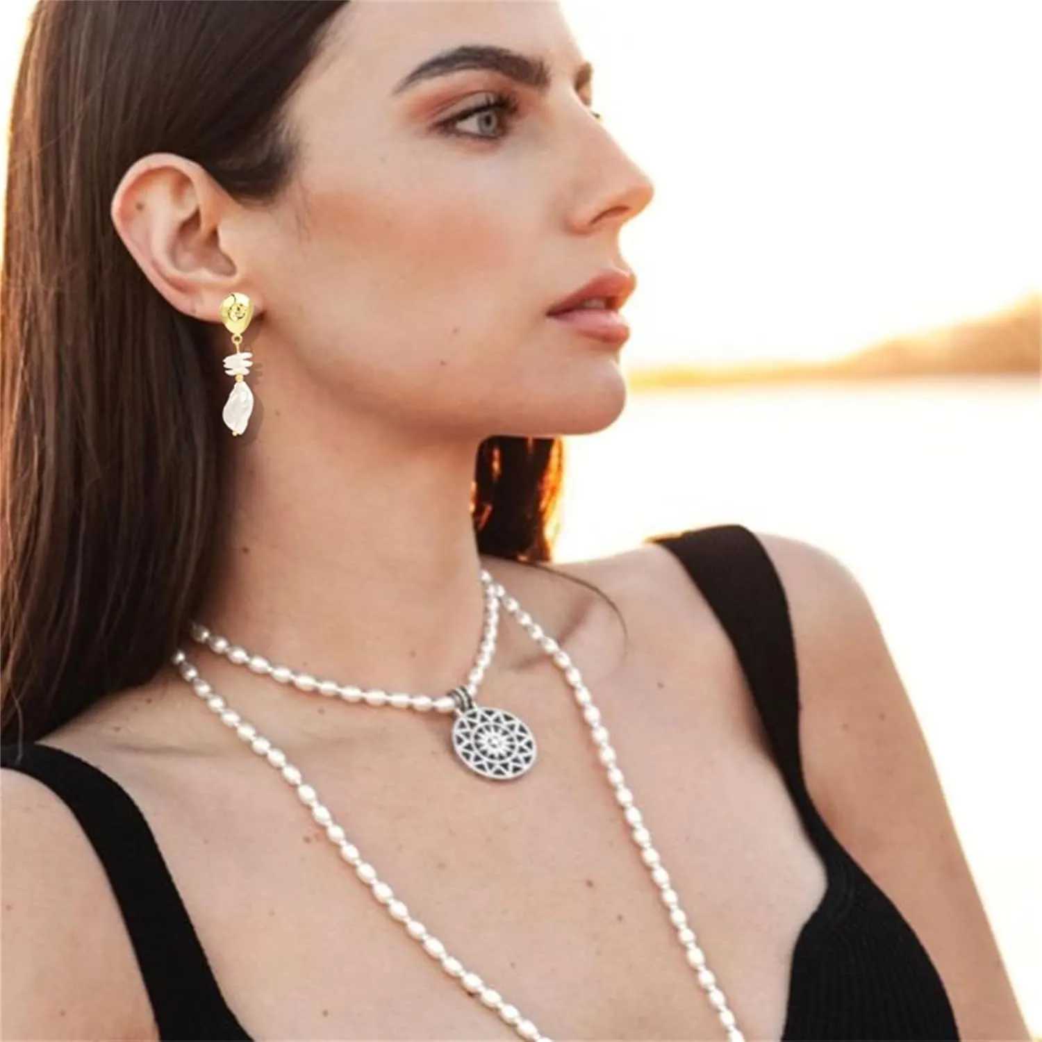Baroque Pearl Drop Earrings Gold Statement Teardrop Pearls Dangle Earrings Lightweight Elegant Baroque White Pearl Dangle Drop Earrings Fashion Bridal Wedding Pearl Earrings Gift