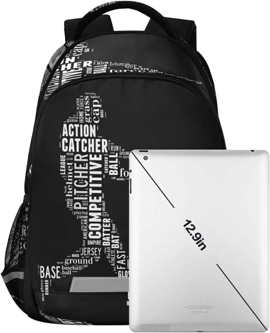 Base Ball Batter Backpack Baseball Batter Kids Backpacks Laptop Bag 16 inch Casual Daypack Back Pack Double Zipper Travel Sports Bags with Adjustable Shoulder Strap Backpack for Teens Girls Boys