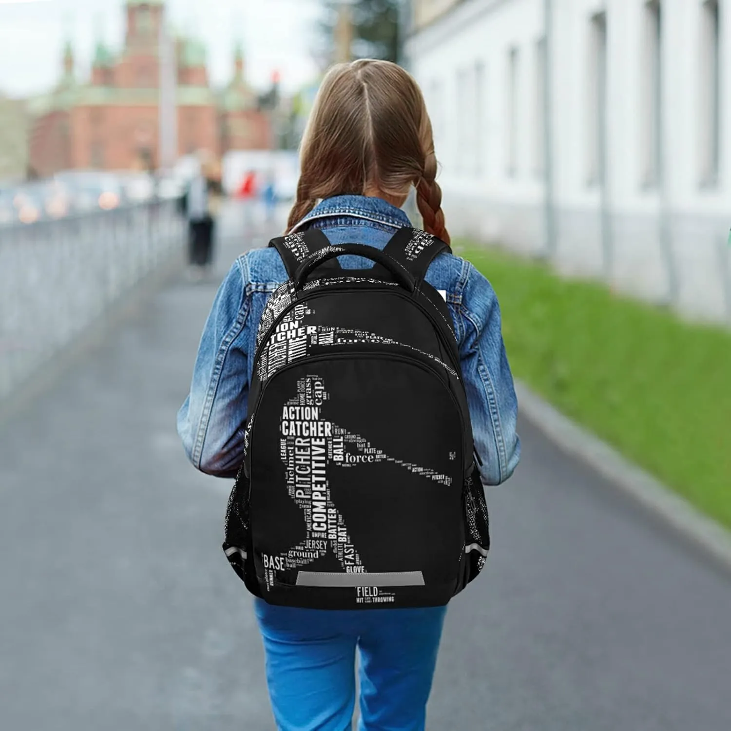 Base Ball Batter Backpack Baseball Batter Kids Backpacks Laptop Bag 16 inch Casual Daypack Back Pack Double Zipper Travel Sports Bags with Adjustable Shoulder Strap Backpack for Teens Girls Boys