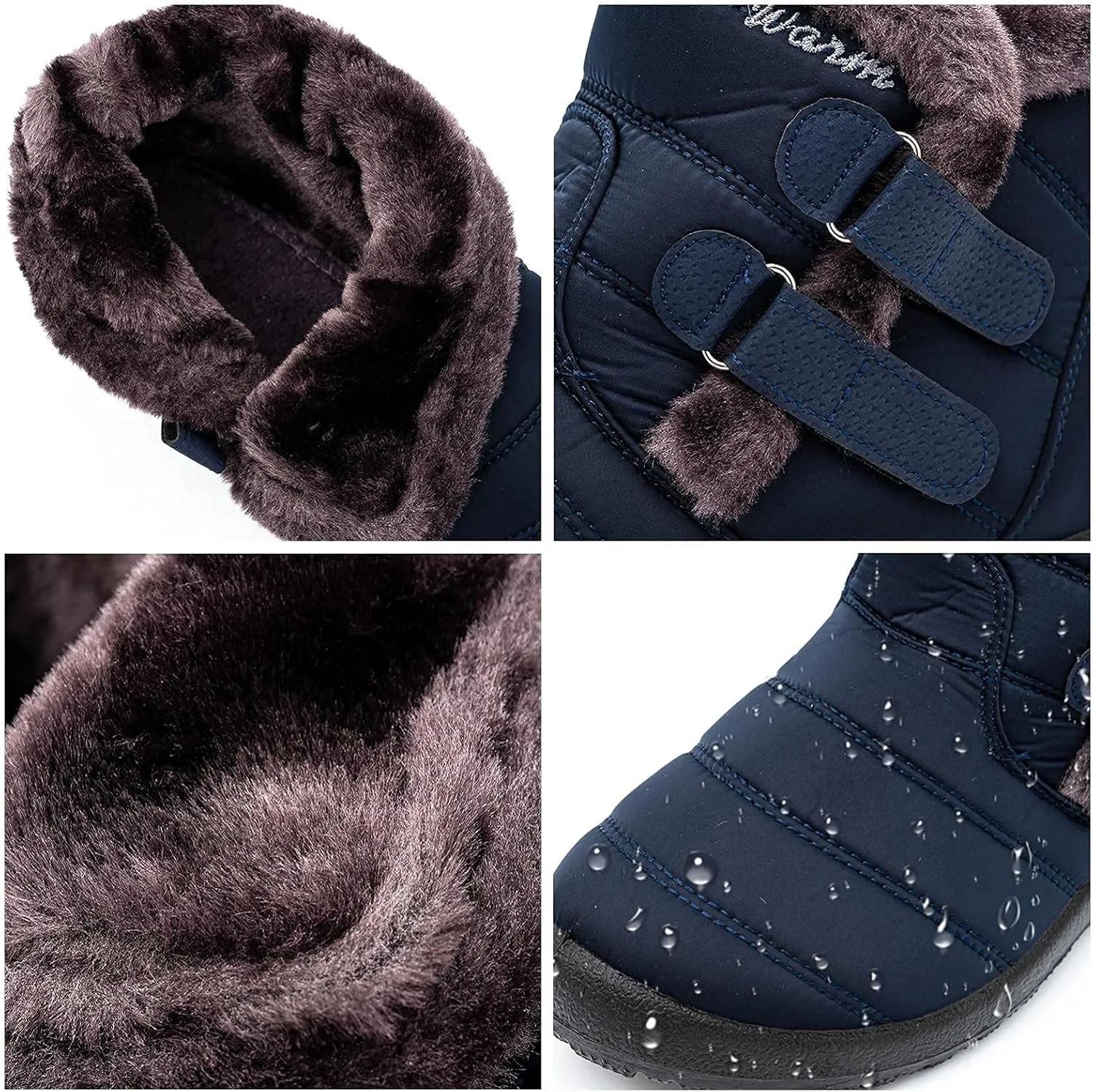 Bcshiye Womens Snow Boots,Warm Anit-Slip Ankle Bootie Waterproof Outdoor Snow Boots Fur Lined Winter Shoes for Women