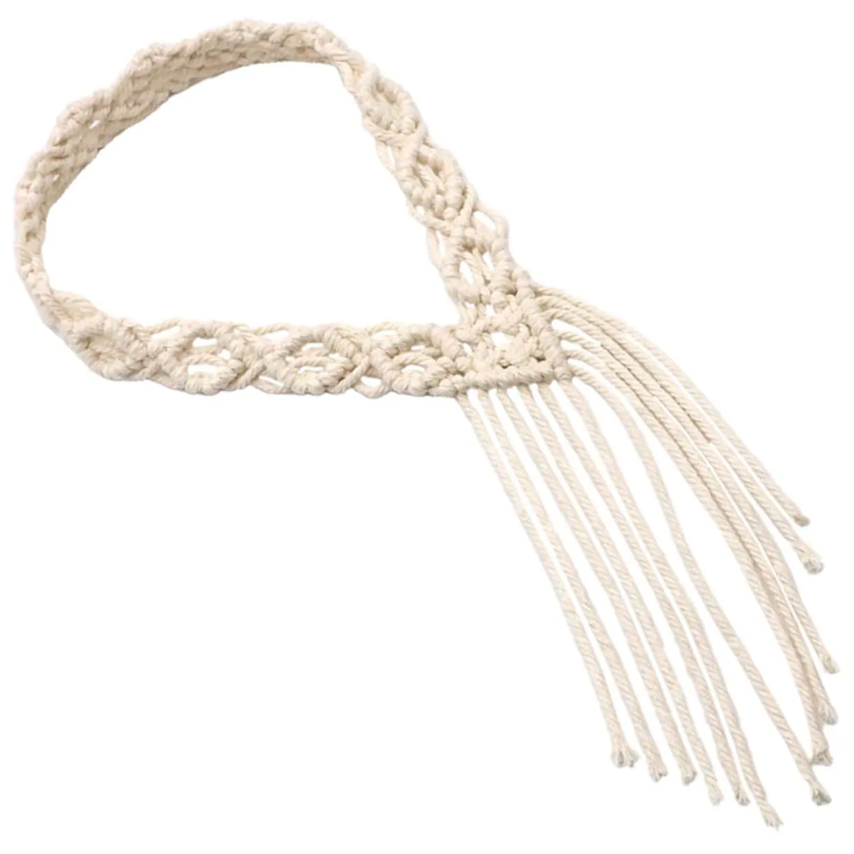 Beaupretty Women Hair Accessory Yoga Crochet Band Rustic Headband Cotton Headbands Knot Hair Rope Woman Wraps Woven Woven Headdress Headdress Cotton Rope Beige