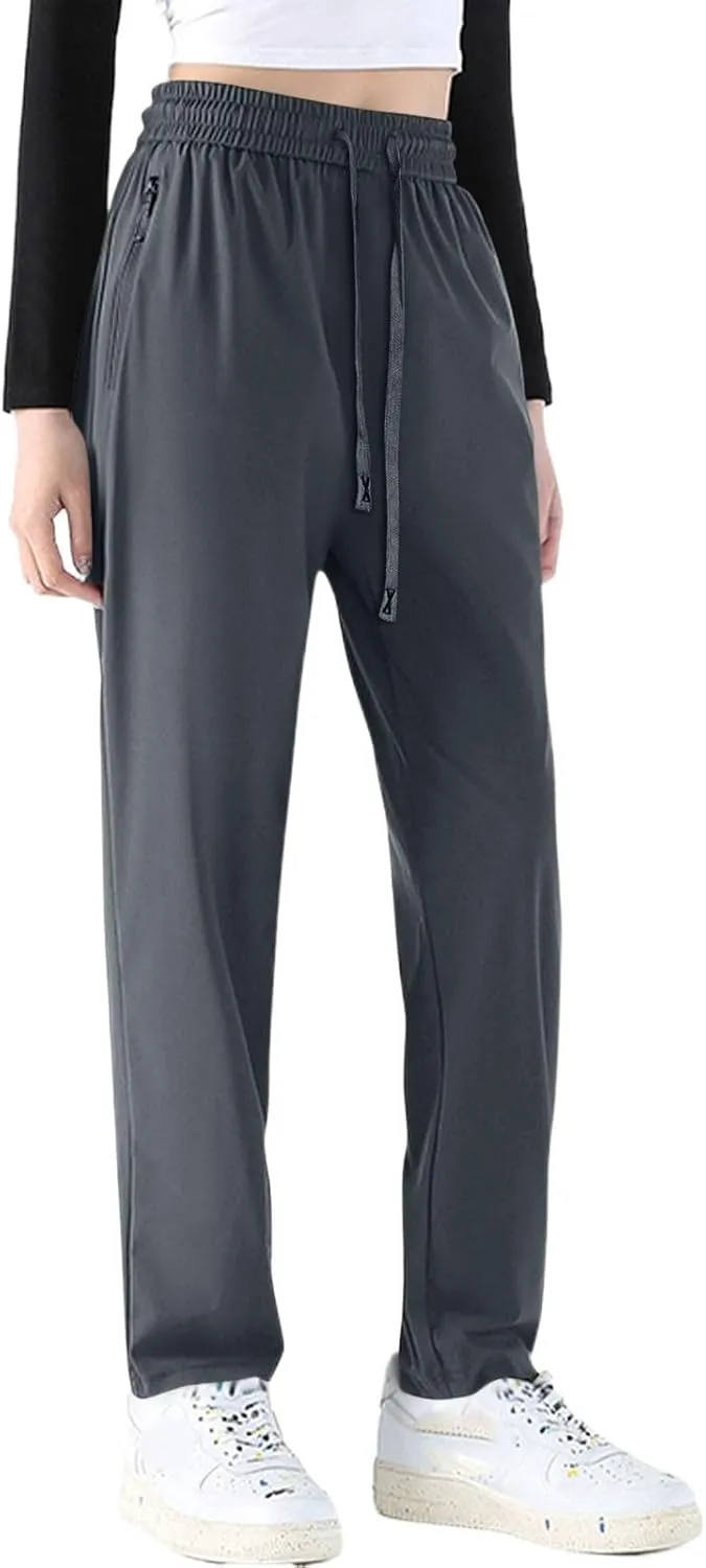 Beeswan Pants for Women Workout Elastic Lightweight Pants 2025 Cropped with Pocket Summer Solid Trouser Tall Loose Fit
