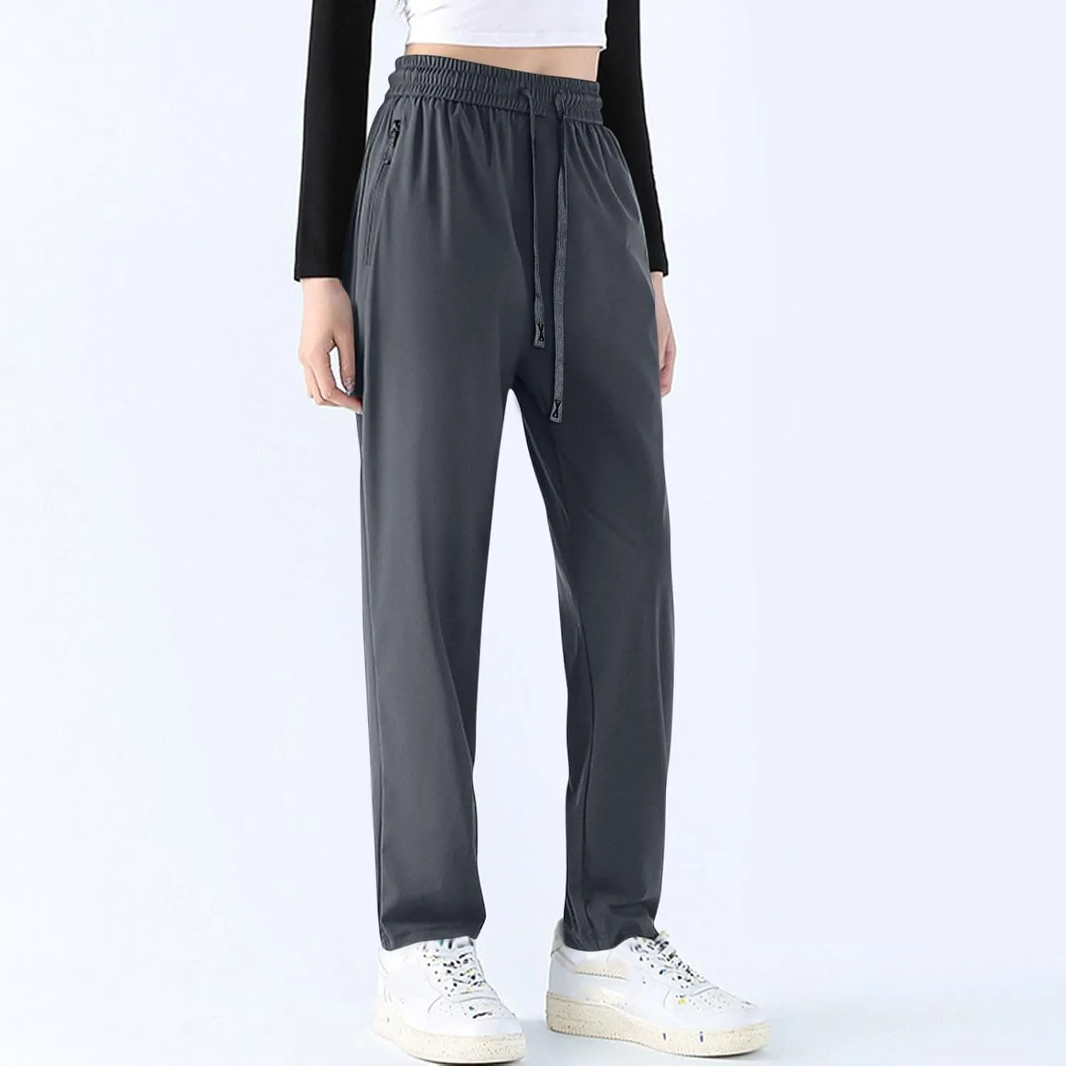Beeswan Pants for Women Workout Elastic Lightweight Pants 2025 Cropped with Pocket Summer Solid Trouser Tall Loose Fit