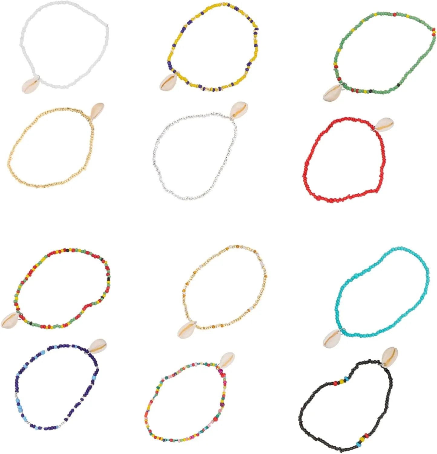 BESPORTBLE 12pcs Handmade Shell Anklet for Beads Decor Foot Adornment Beach Anklets for Summer