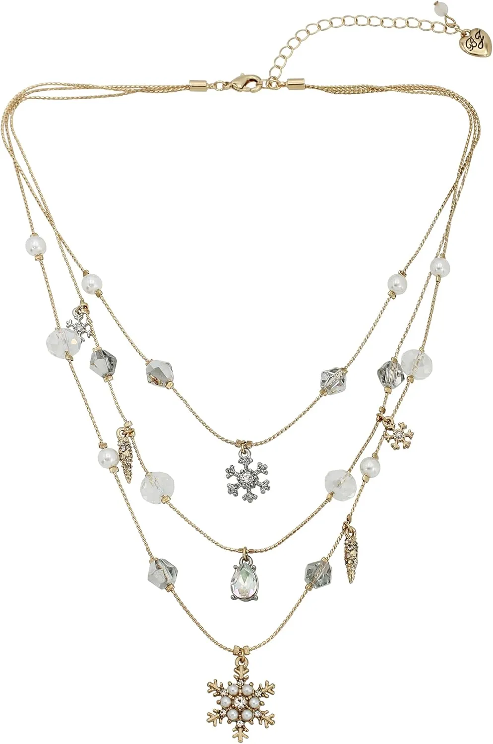 Betsey Johnson Womens Snowflake Layered Necklace