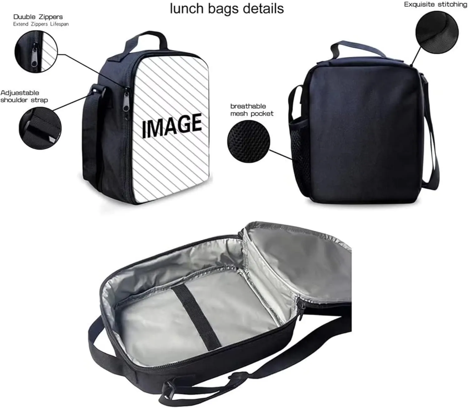 Black & White Cow Sunflower Butterfly Kids School Backpack Set 3 In 1, School Bags with Lunch Box and Pencil Pouch Anti Theft Rucksack Backpack for Men Women Computer Laptop Tablet Bag