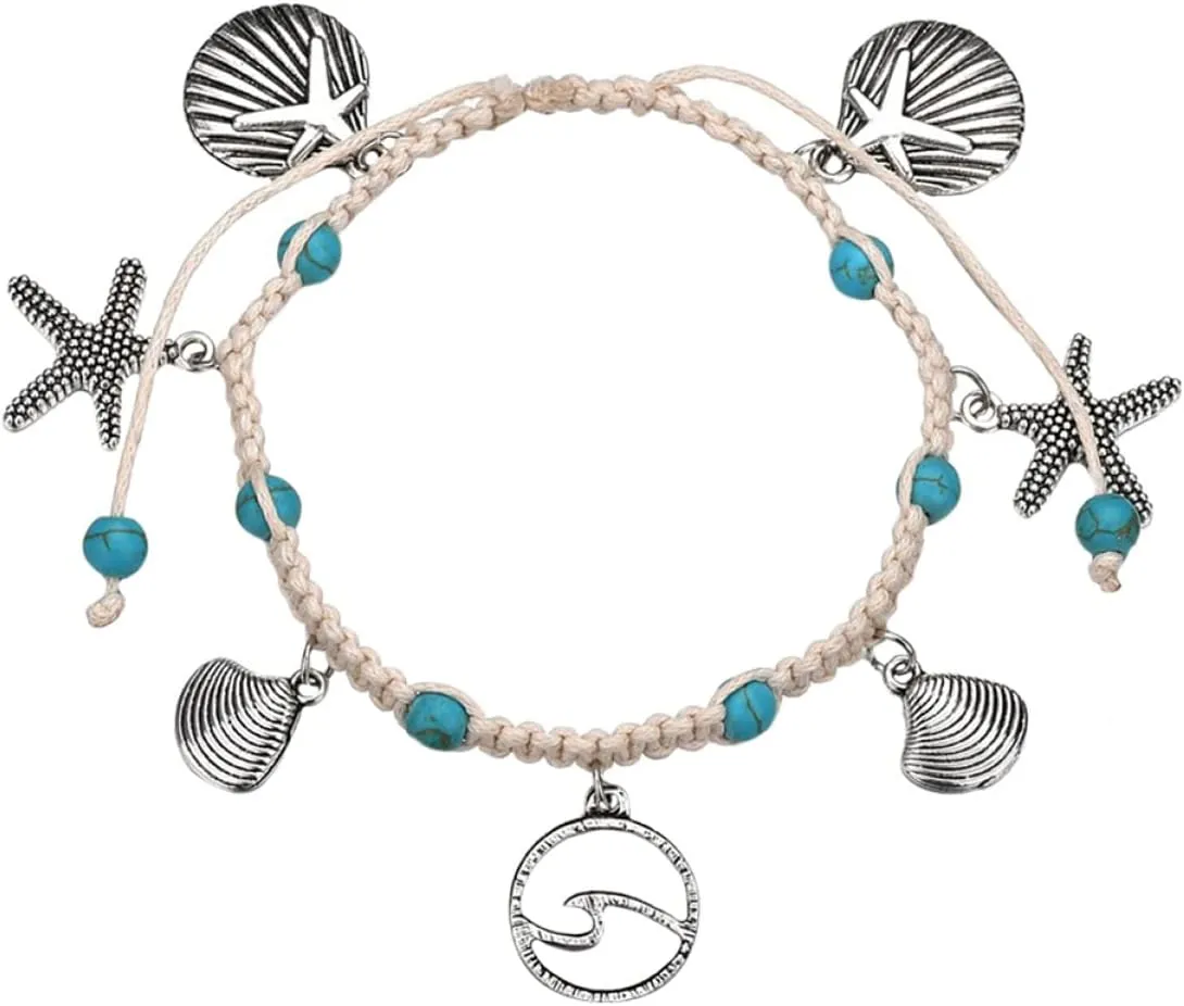 Boho Shell Ankle Bracelet for Women Silver Anklet Beach Jewelry Accessory