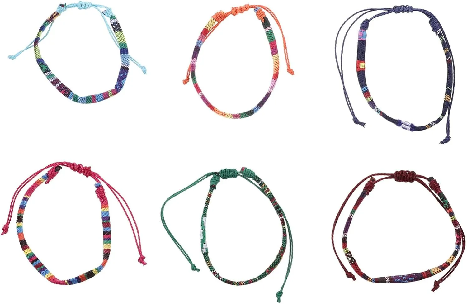 Boho Style Braided Bracelets for Women Woven Beach Jewelry 6pcs Set Bohemia Ankle Bracelets for Women